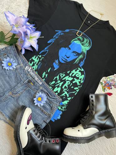 Billie Eilish green and blue neon graphic tee