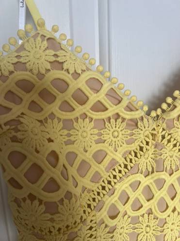 Lulus Floral Lace Yellow Dress