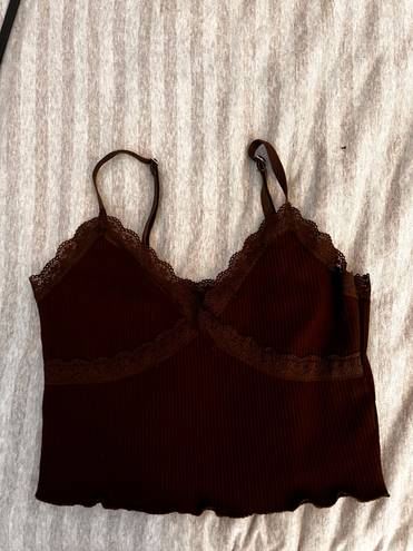 Divided Brown Tanktop with Lace detailing 