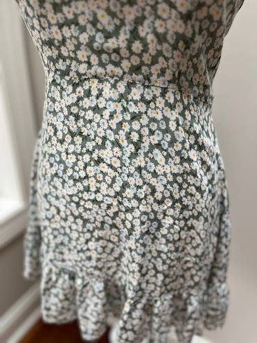 Summer Floral Tiered Dress with Spaghetti Straps Green