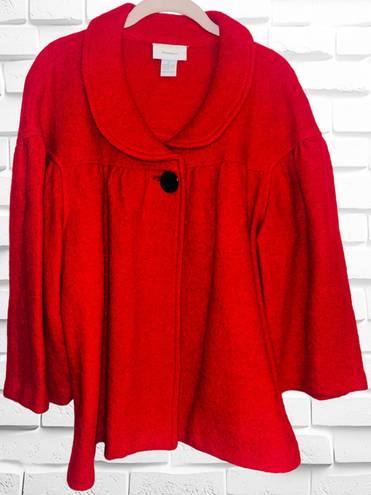 Dress Barn  Women’s XL Red Boiled Wool Short Swing Jacket • Single Button Closure