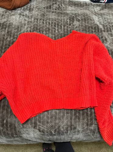 belle du jour red cropped sweater