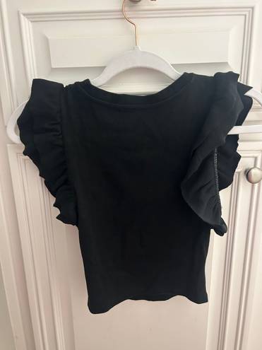 ZARA Black Tank With Ruffle Sleeves