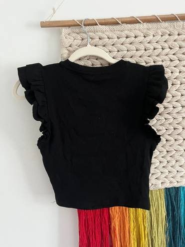 ZARA Black Ruffle Top