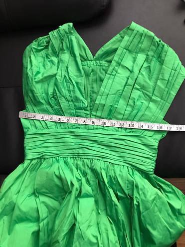 Tracy Reese New  Kelly Shirred Frock Lime Dress Pleated Overlay Taffeta