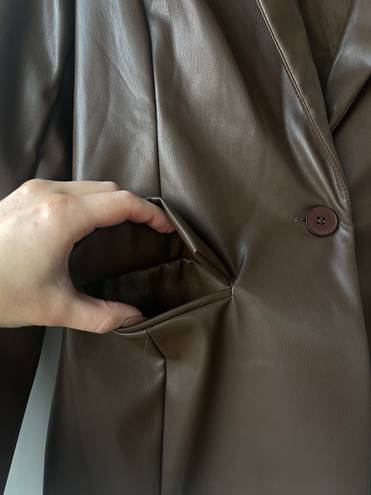 Peppermayo 90's Starlett Blazer Jacket in Chocolate Faux Leather