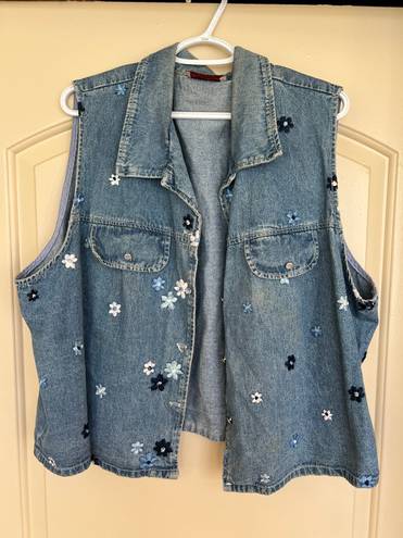 Flower Denim Vest Multi Size L