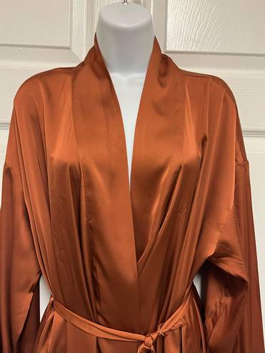 Stars Above Rust Copper Satin Short Robe