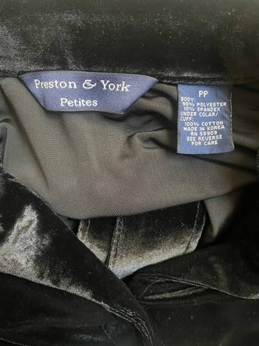 Preston & York Vintage  crush velvet black button down long sleeve shirt