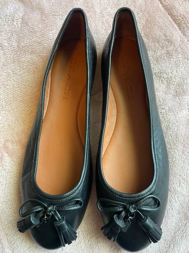 Coach Flatiron Leather Slip On Ballerina Flats women’s tassels