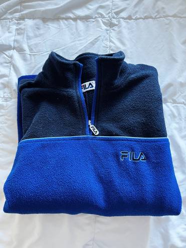 FILA blue black quarter zip pullover fleece sweater size M