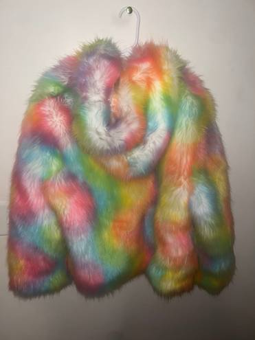 Rainbow Fur Coat Multiple Size XXL