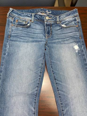 American Eagle Dark Wash Super Stretch Artist Cropped Denim Jeans Size 14 Short