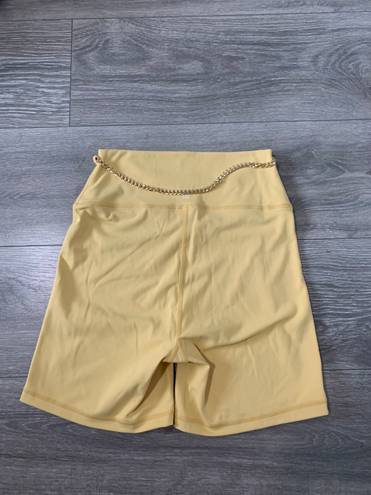 We Wore What NEW  Yellow Gold Chain Biker Shorts