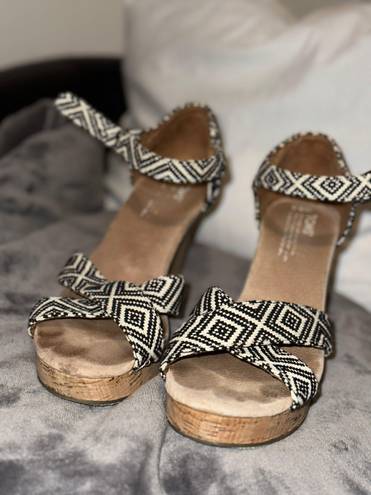 Toms Aztec Casual Wedges Sandals High Heels