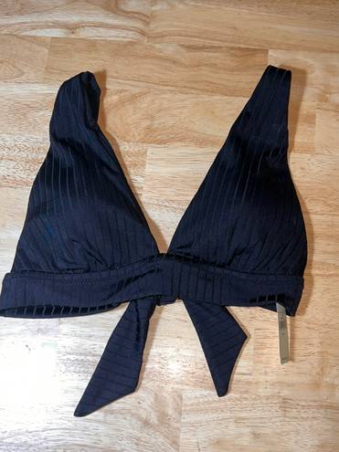 Aerie Large  Women’s Black Rib Triangle Tie Back Bikini Top BNWTS  $34.95