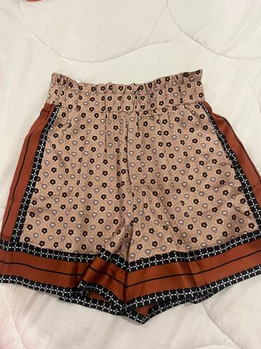 Lounge Aztec Print Satin Shorts, Cover Up Casual  Shorts