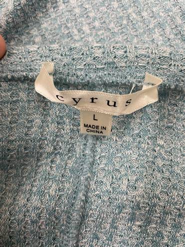 Cyrus Waffle Wave Long Sleeve Blue Blouse Size Large