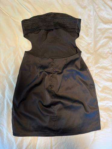 Sky to Moon Satin Black Strapless Mini Dress