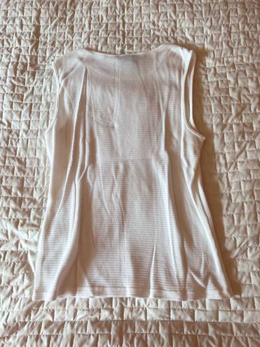 Karen Scott White Ribbed Sleeveless Tank Top Size Large