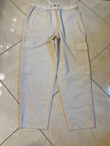 Theory Linen Cargo Pants Size M Cream White