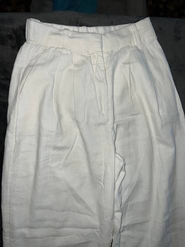 Abercrombie & Fitch Abercrombie Linen-Blend Tailored Wide Leg Pant in White