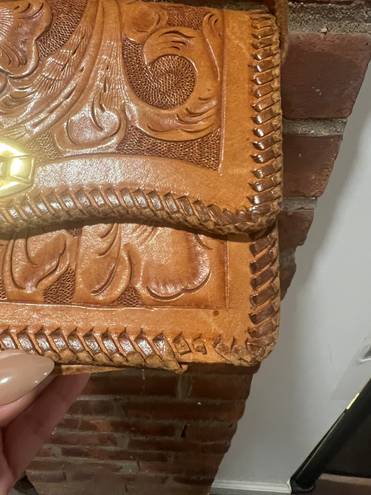 Vintage Tooled Leather purse Tan