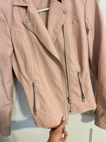 Blush Leather Blazer Jacket Pink