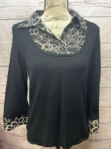 Dress Barn  large black sweater with attached blouse -2194