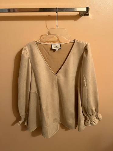 Tuckernuck  Faux Suede Easton Swing Blouse in Tan