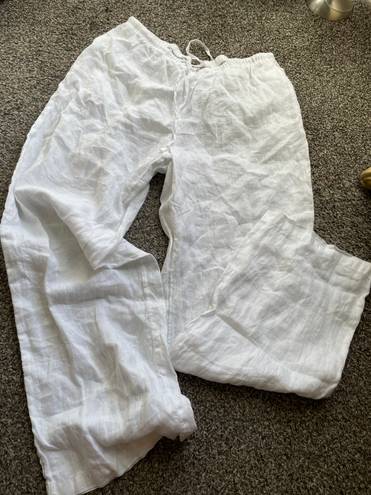 White Linen Flowy Pants Size L