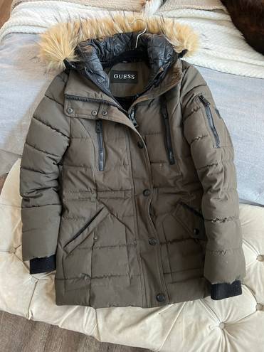 Guess Khaki Puffer Coat