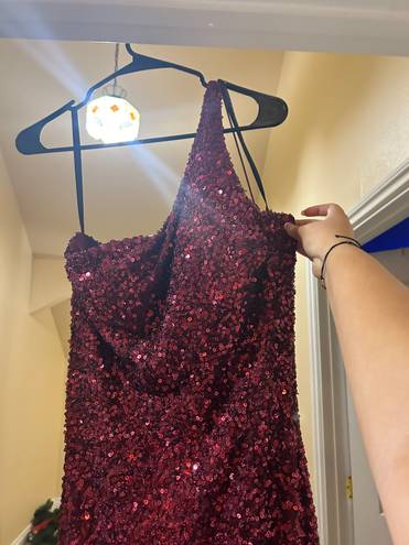 Windsor Burgundy One-Shoulder Sequin Dress