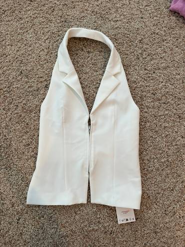 ZARA White Open Back Halter Top