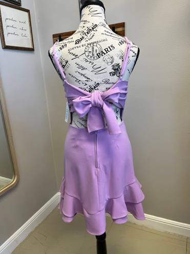 PaperMoon Ruffle Back Bow Mini Dress Lavender size