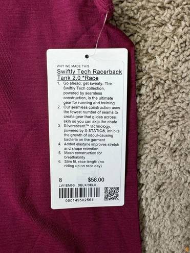 Lululemon Swiftly Tech Tank Race Length 8