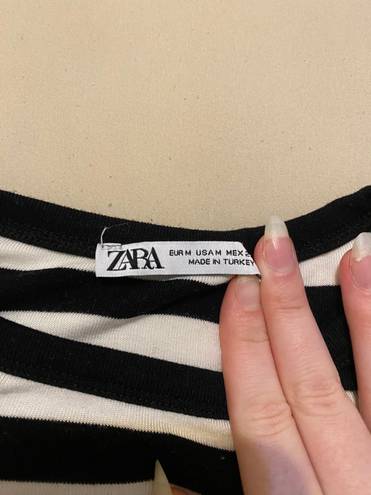 ZARA Black & White Striped Top