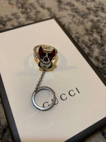 Gucci Spinel Bosco & Orso Double Ring size US 6.5