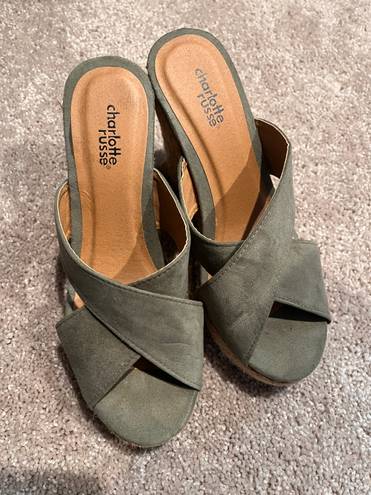 Charlotte Russe Olive Green Wedge Sandals 