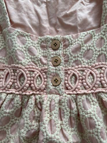 Juicy Couture Pale Pink Crochet Detailing A-line 100% Cotton Lined Mini Dress, size 0