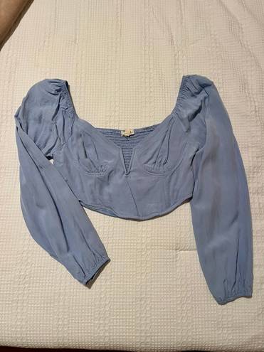 PacSun / LA Hearts Light Blue Long Sleeve Notched Corset Top