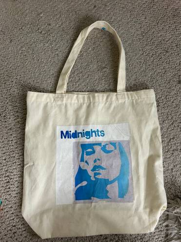 Handmade Midnights TS Taylor Swift Screenprinted Beige Tote Bag