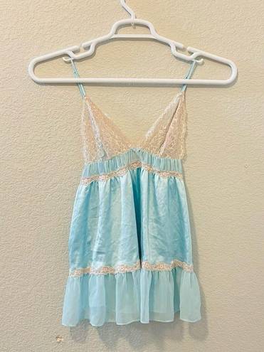 Victoria's Secret  Sexy 2013 Sky Blue & Lace Sheer Chemise Slip Lingerie Sz Sm