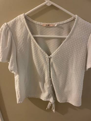 Francesca's white button up Cropped Blouse