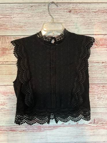 Sim & Sam Top Black Lace Ruffles Large