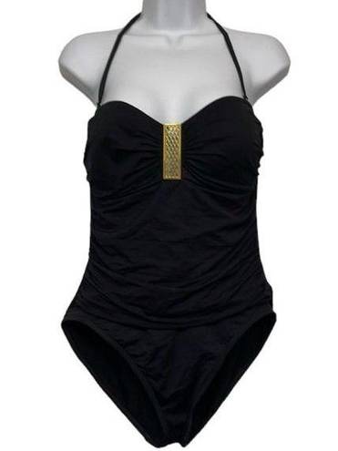 La Blanca Women's  Halter Bandeau Sweetheart Black Swimsuit Size 12 EUC #S-534