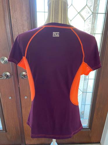 FILA sport Performance Running orange & Deep Maroon short sleeve Top size med