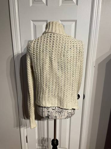 Daisy Fuentes Cardigan Knit Sweater Jacket Crochet Coastal Cottage Coquette Oatmeal Cover Shawl Shrug Bolero