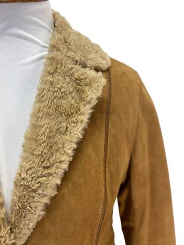 Gallery Penny Lane Y2K Faux Fur and Genuine Leather Suede Coat Beige