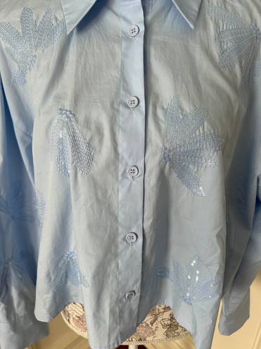 ZARA NWOT Sequined Button Down Shirt 